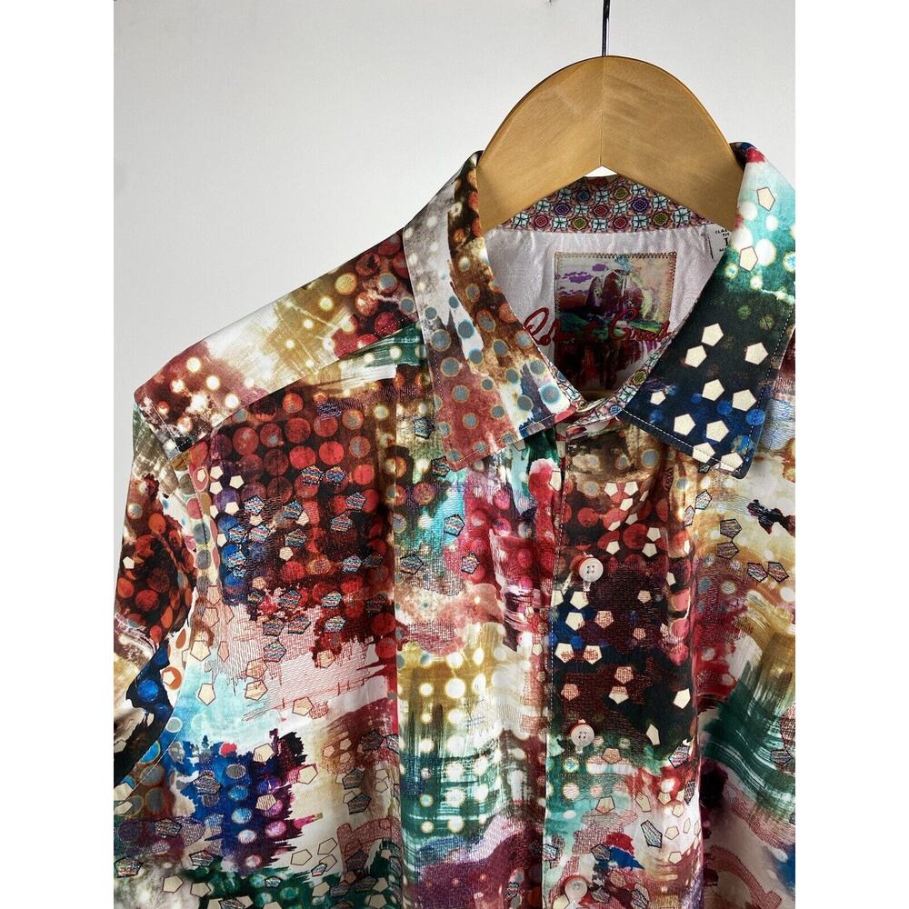 rare Robert Graham Utopia Embroidered Sport Shirt Multi Flip Cuff L Kaleidoscope